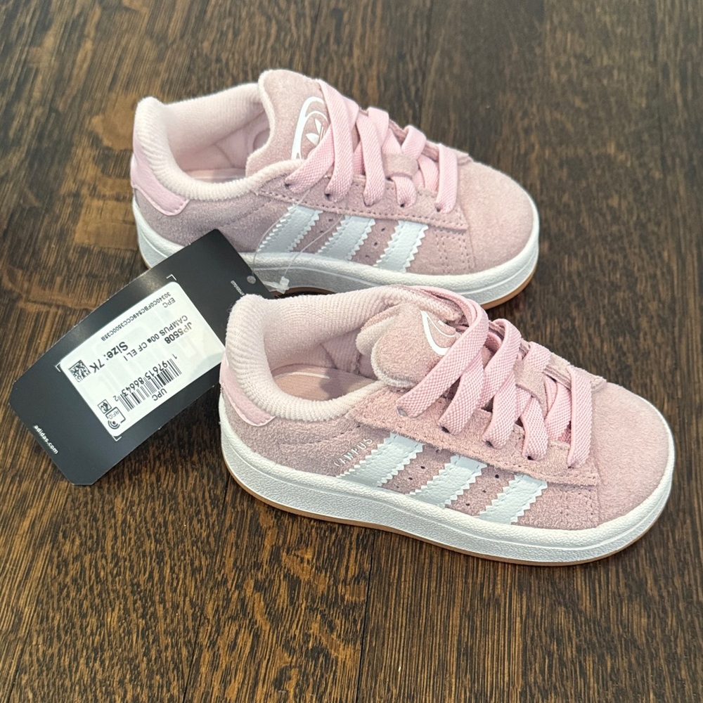 Adidas Kids Light Pink and White Sneakers